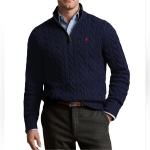 Polo Ralph Lauren Navy Cable-Knit Quarter-Zip Sweater NWT Size 2XLT